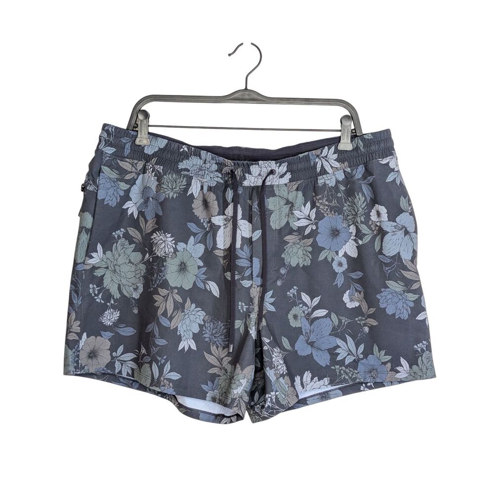 NWT Lululemon Men's 5" Lined Swim Shorts XXL Navy Blue Tropical Pockets Beach